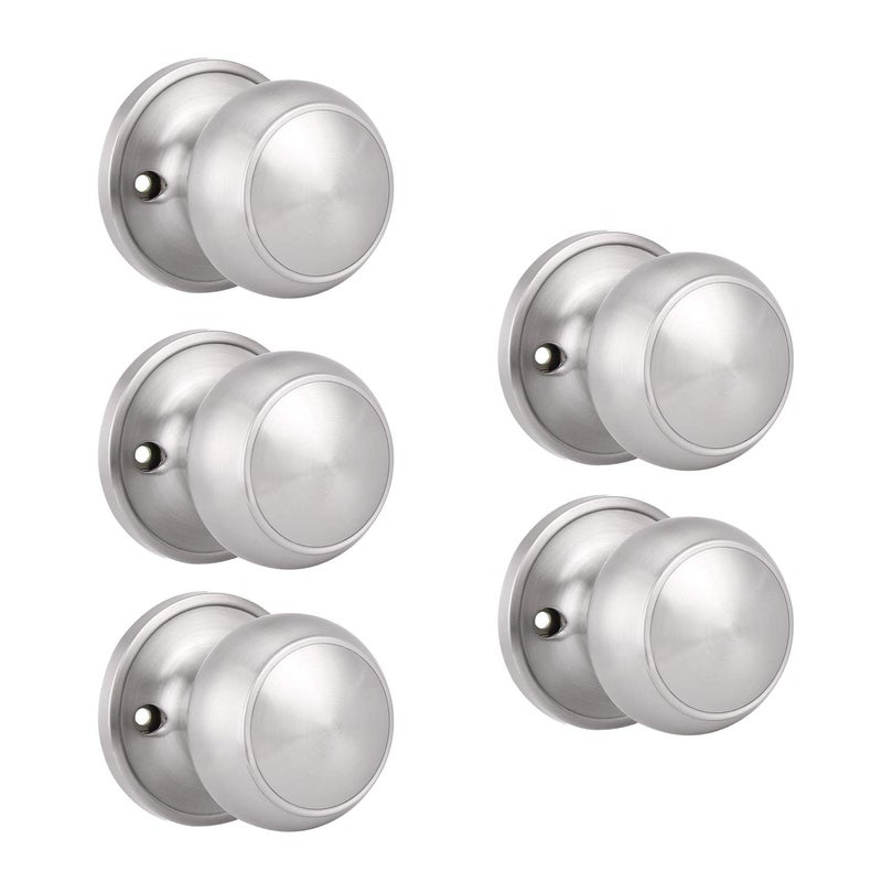 Probrico 5 Pack Classic Closet Door Knobs Dummy Door Knob, Individual Non-Turning Dummy Door Knob Single Side, Satin Nickel Interior Door Knobs, Easy Installation - Image 1